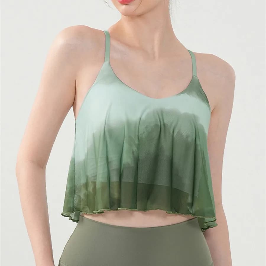 Sexy Printing Women's Elastic Yoga Crop Top Sports Underwear Yushuhua Cross Backless Sports Tank Fitness Gym Running Jogger Cami