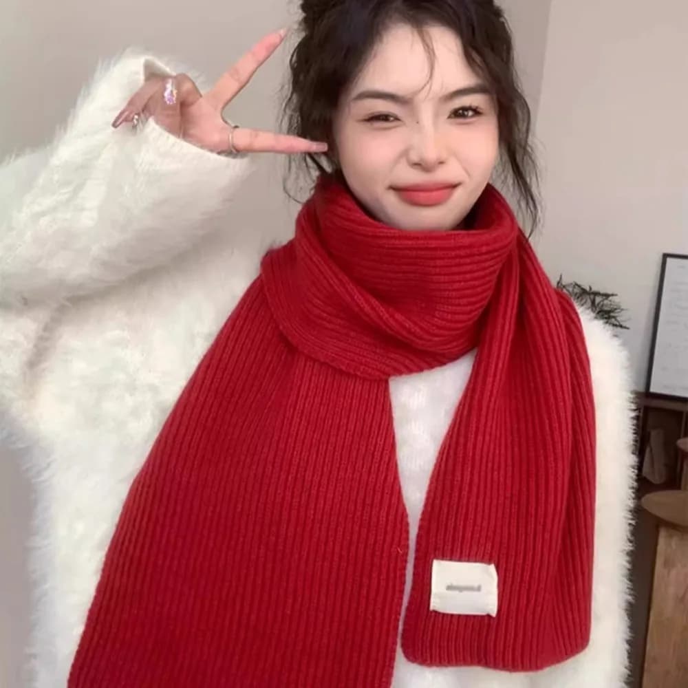 New Solid Color Warm Scarf Windproof Thickening Skiing Motorcycle Scarf Warm Knitted Shawl Wrap Gift