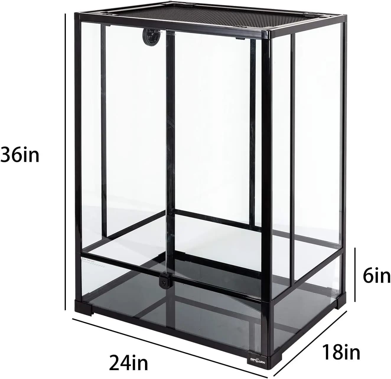 24" x 18" x 36" Reptile Tall Glass Terrarium Rainforest Habitat Double Hinge Door with Screen Ventilation