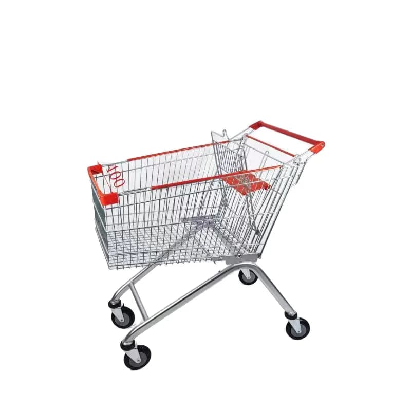 [Customized]150L Supermarket Folding Shopping Trolley Cart with Single Plastic Steel PP Material Unfolding Feature