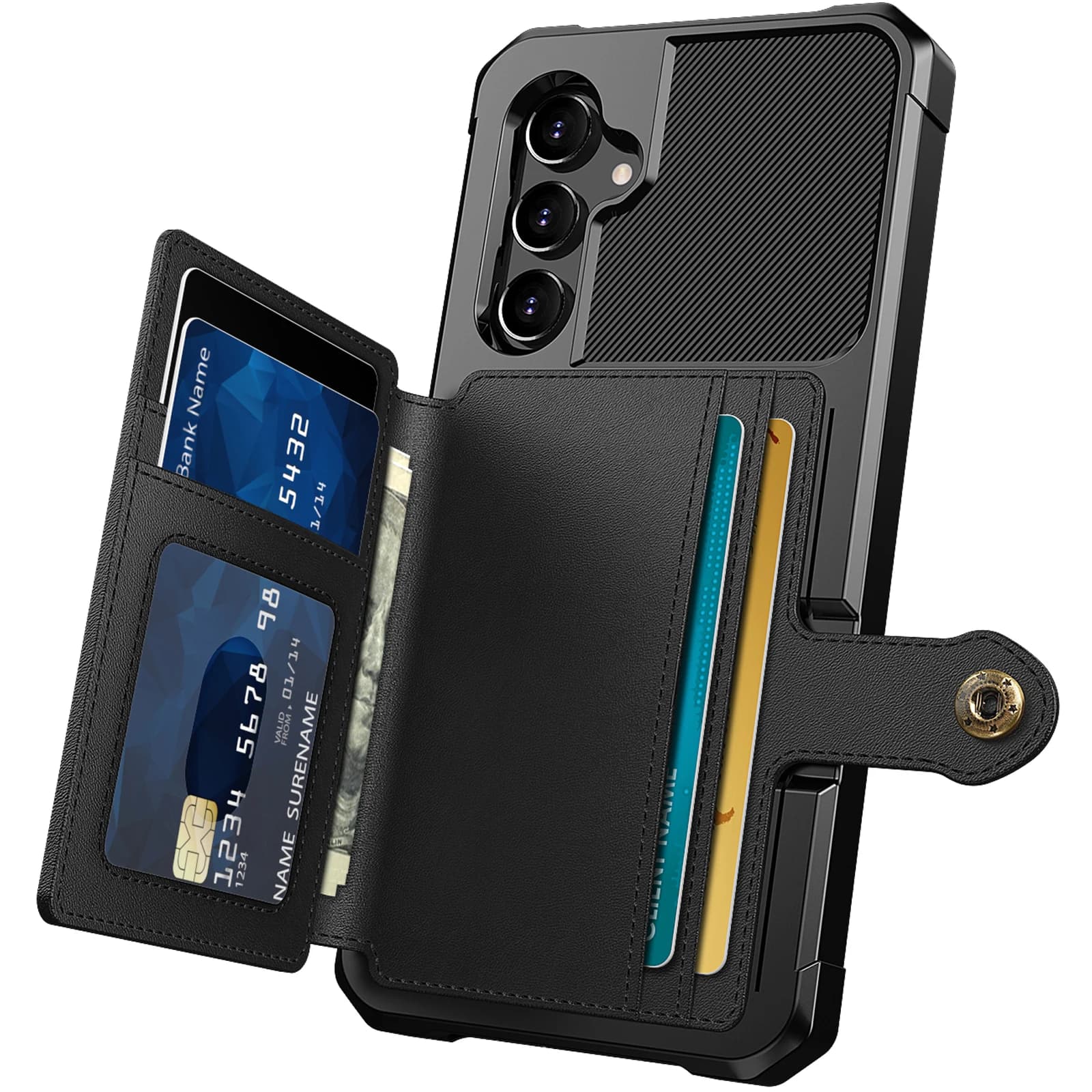 for Samsung Galaxy A14 5G/A54 5G Credit Card Case PU Leather Flip Wallet Cover with Photo Holder Hard Back Cover