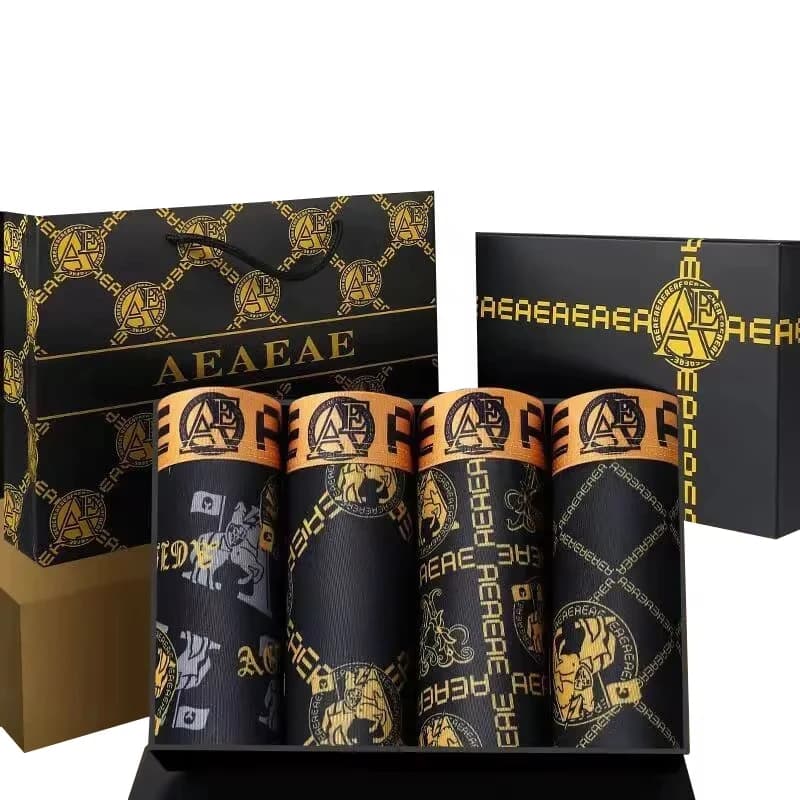 4pcs/set Men's Underwear Sexy Boxer Antibacterial Breathable Soft Print Men Boxer Shorts Fashion Boys Thin Flat Corner Panties