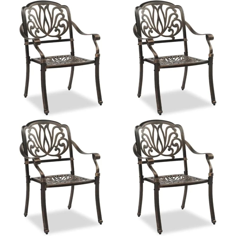 Outdoor Dining Chairs Set of , Cast Aluminum Stackable Patio Chairs Set of , Patio Furniture Aluminum Outdoor Chairs fo