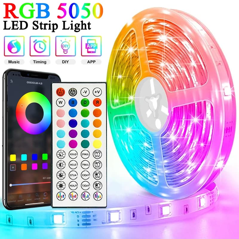 40M/131Ft Led Strip Lights APP 44Key Remote Control USB 5V Music Sync RGB Flexible Tape Diode Lights for Party Home Luces Led