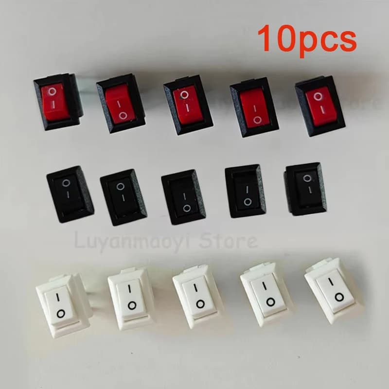 Push Button Switch 10x15mm SPST 2Pin 3A 250V KCD11 Snap-in on/Off Rocker Switch 10MM*15MM Black Red and White