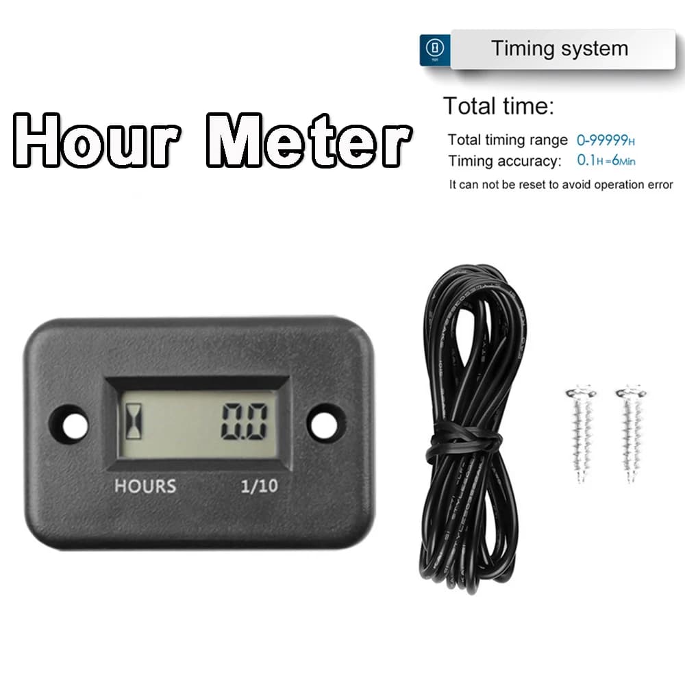 Portable Digital Inductive Tach Hour Meter Gauge for Car Boat ATV Motorcycle Instruments Snowmobile Gasoline Ski Dirt Gas Engine