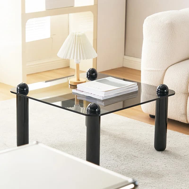 Luxury Coffee Table Living Room Solid Wood Frame Legs Square Glass Floor Transparent Coffee Table Small Modern Meuble Furniture