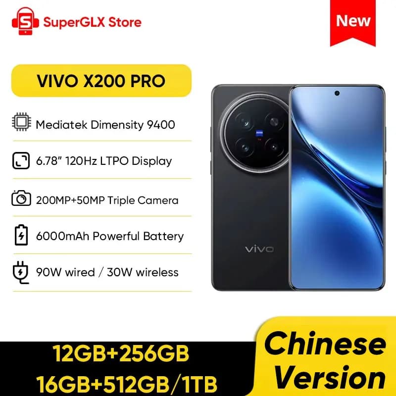2024 New Vivo X200 Pro Chinese Version Mediatek Dimensity 9400 6.78'' 120Hz LTPO AMOLED Display 6000mAh Battery 90W SuperCharge