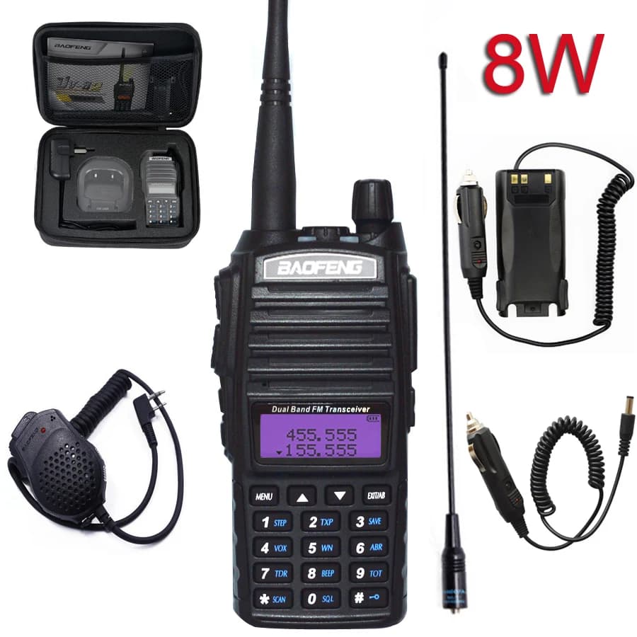 Professional Walkie Talkie UV82 FM Baofeng UV 82 8W Ham Radio Station VHF UHF Transceiver Hunting Radios Amateur Comunicador
