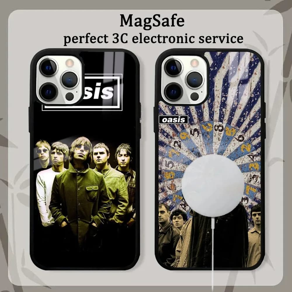 Hot Band O-Oasis Phone Case For iPhone 16 15 14 13 12 11 Pro Max Plus Mini Magsafe Mirror Wireless Magnetic Cover