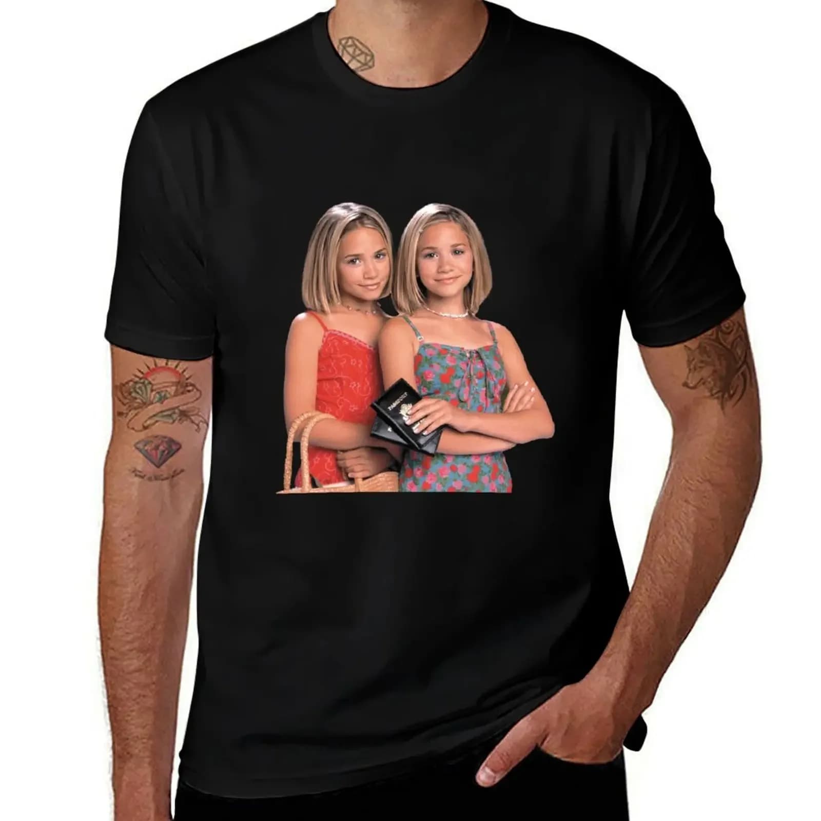 Mary Kate & Ashley Olsen Twins T-Shirt boys whites vintage men clothing