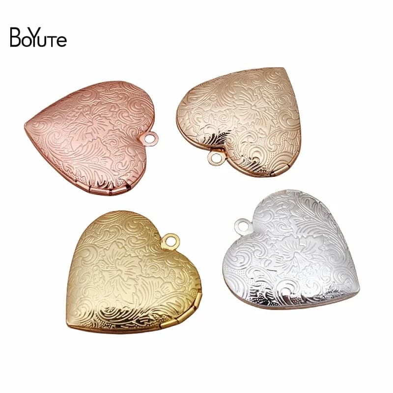 BoYuTe (10 Pieces/Lot) 29*27MM Metal Brass Heart Shaped Photo Locket Factory Direct Wholesale Locket Pendant