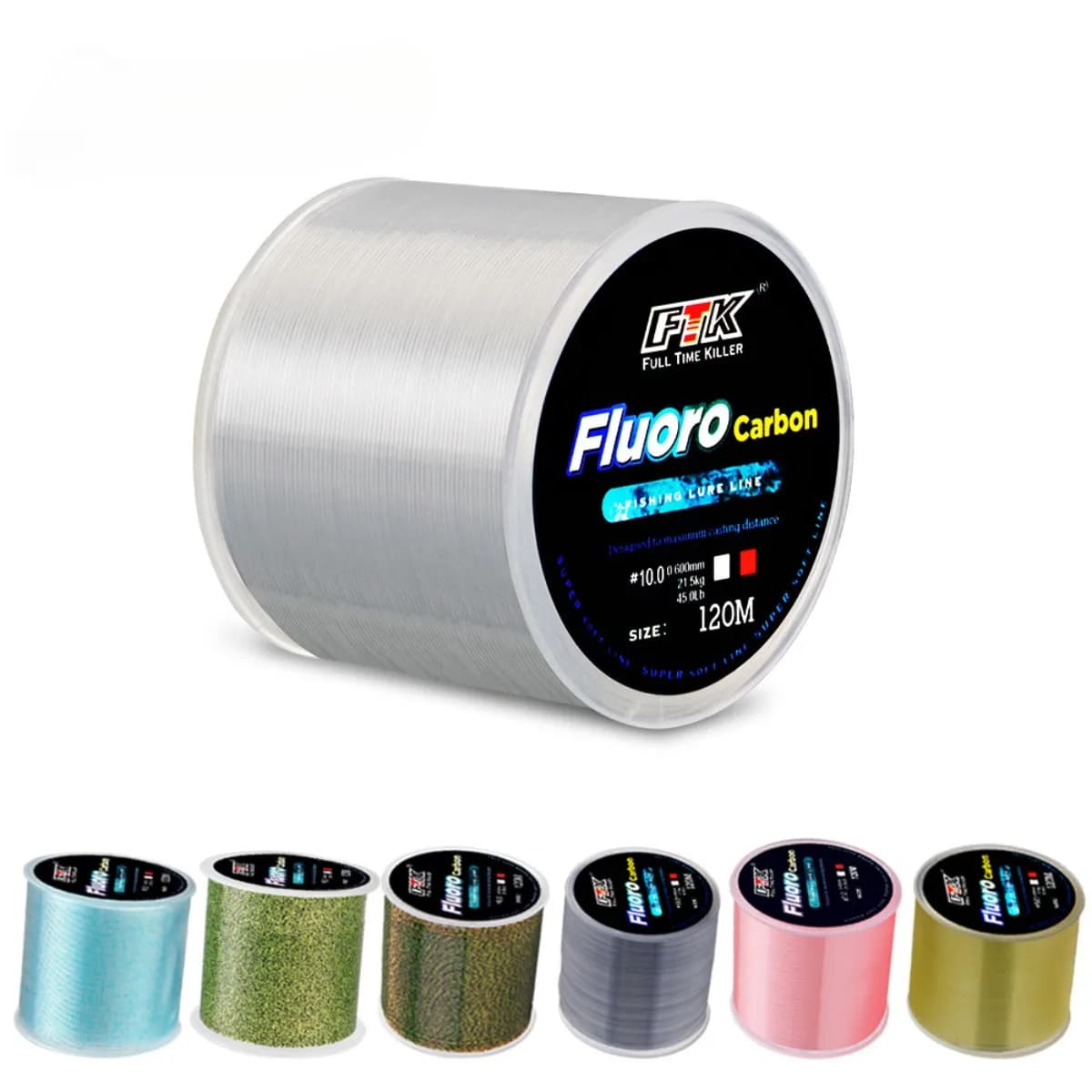 120M Fluorocarbon Coating Fishing Line 0.20mm-0.60mm 7.15LB-45LB Carbon Fiber Leader Line Fishing Lure Wire Sinking Line Japan