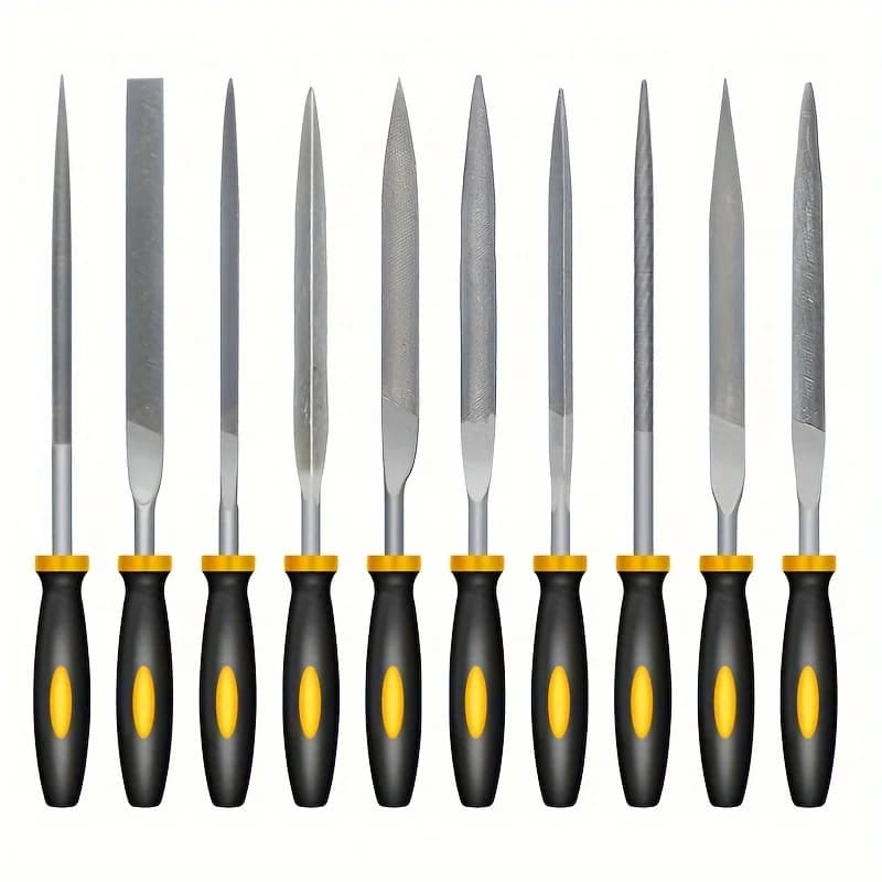 Premium Needle File Set - High-Carbon Steel Files with Non-Slip Ergonomic Handles for Precise Filing on Wood, Plastic, Model, Je