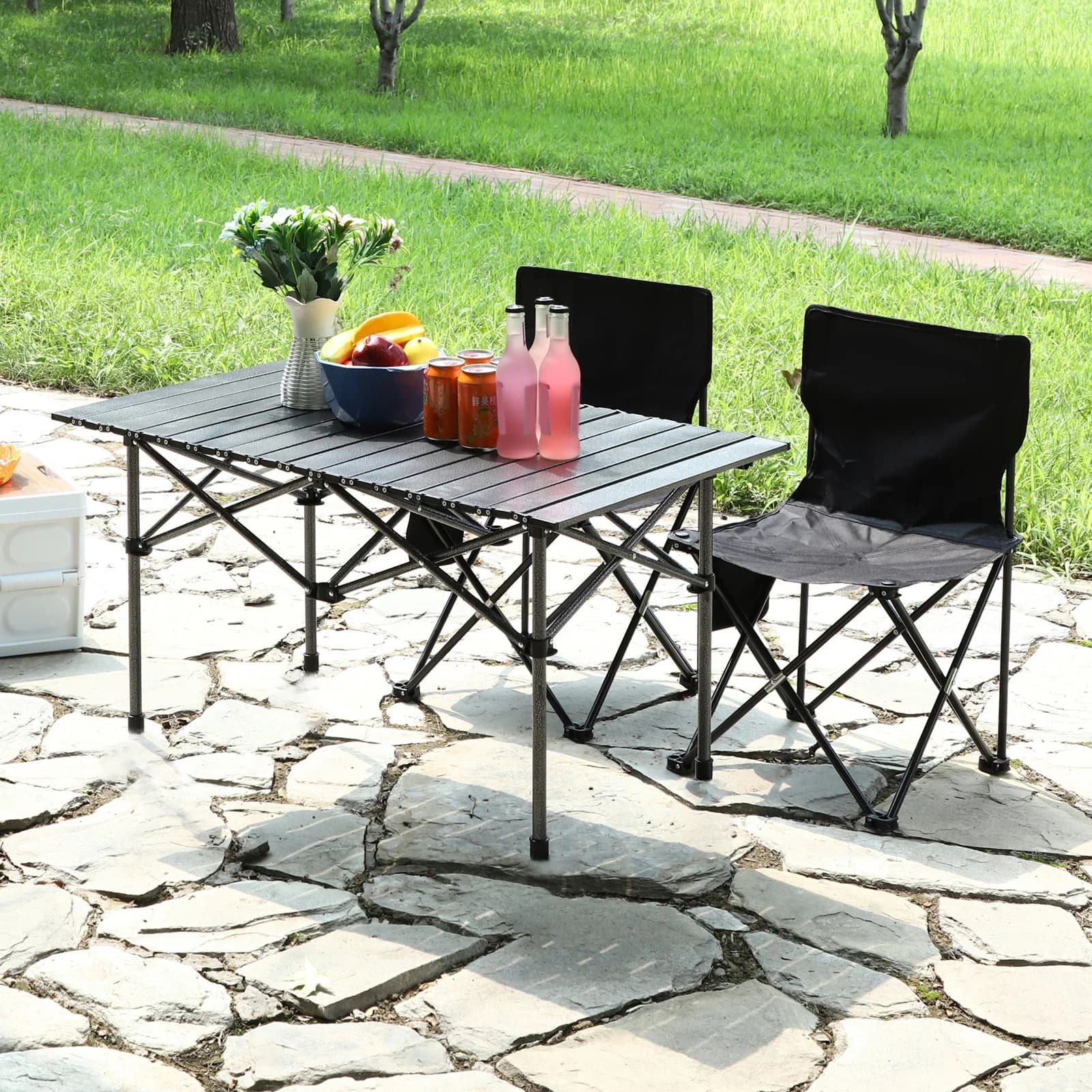 120CM Outdoor Folding Table with Mesh Bag Heavy Duty Strong Load Capacity Lightweight Camping Hiking Backpacking Picnic BBQ