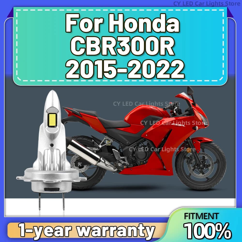 1Pcs Turbo LED H7 Canbus Headlight Motorbike 15000LM Super White 6000K 12V For Honda CBR300R 2015 2016 2017 2018 2019 2020-2022
