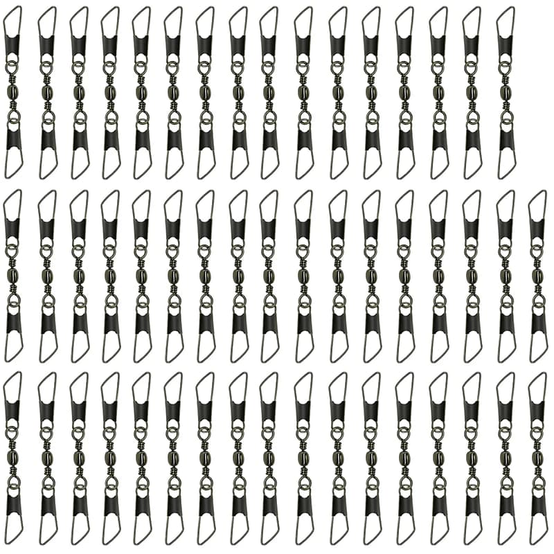 50Pcs Ball Bearing Barrel Rolling Swivel Solid Ring Double A Interlock Snap Fishing Connector With Pin Fishing Accessories Pesca