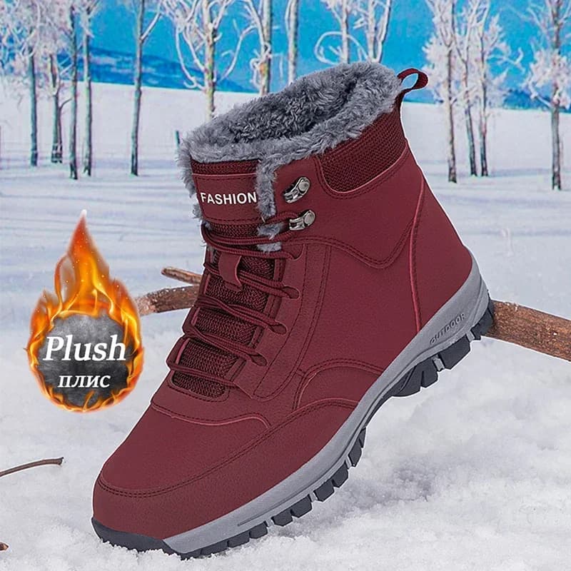 Winter Women Snow Boots For Waterproof Leather Sneakers Super Warm Men's Boots Outdoor Couples Hiking Boots Work Shoes Size37-47