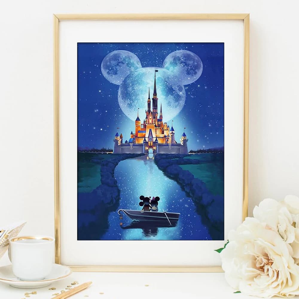 Disney 5D Diamond Painting Castle And Mickey Mouse Full Drill Round Mosaic Cartoon Landscape Decoration For Home