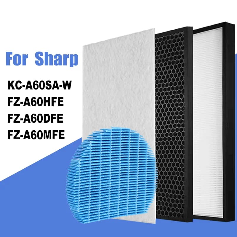FZ-A60HFE FZ-A60DFE Hepa Deodorizing Filter and FZ-A60MFE Humidifying Filter for KC-A60SA-W Sharp Air Purifier With Humidifying