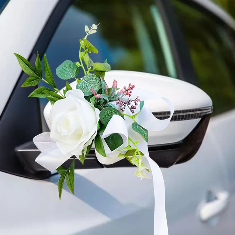1PCS Outdoor Wedding Decoration Rose Chair Back Flower Wedding Car Mirror Flower Wedding Corridor Hotel Chair Back Flower