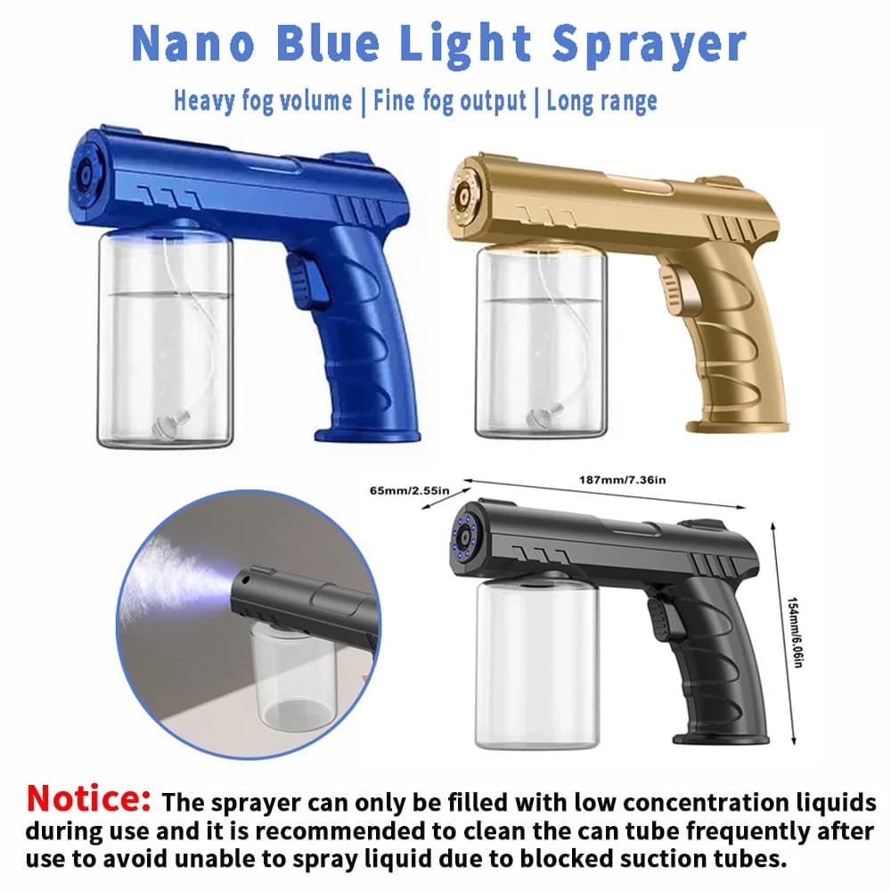280Ml Barber Nano Blue Light Sprayer Wireless USB Electric Aftershave Steam Spray Nebulizer Gun For Garden Atomizer Tools
