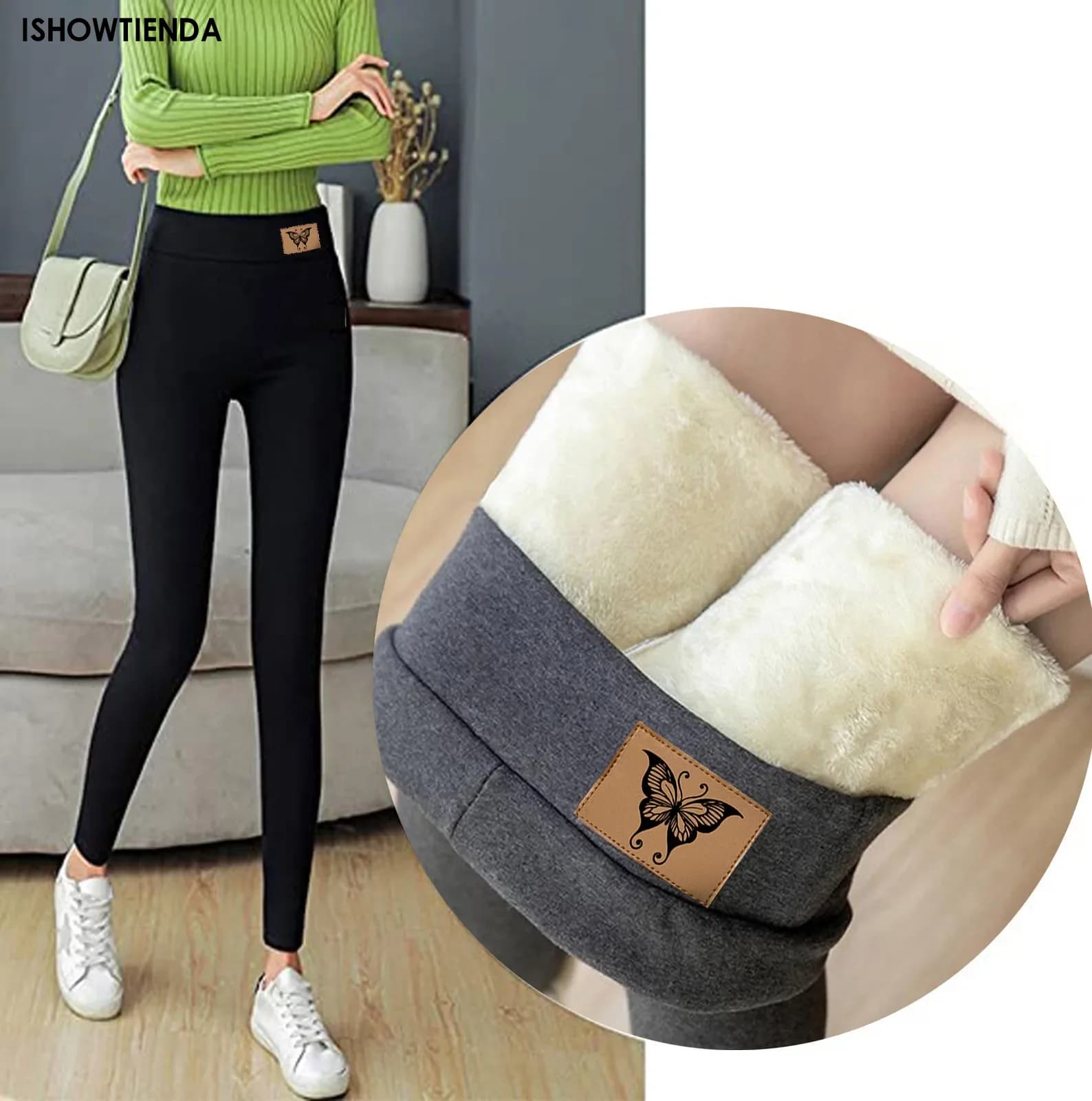 Women's Winter Leggings Thermal Velvet Cotton Slimming Tights with Fleece Pant Black Stretch Gray Thick Warm Leggings for Women