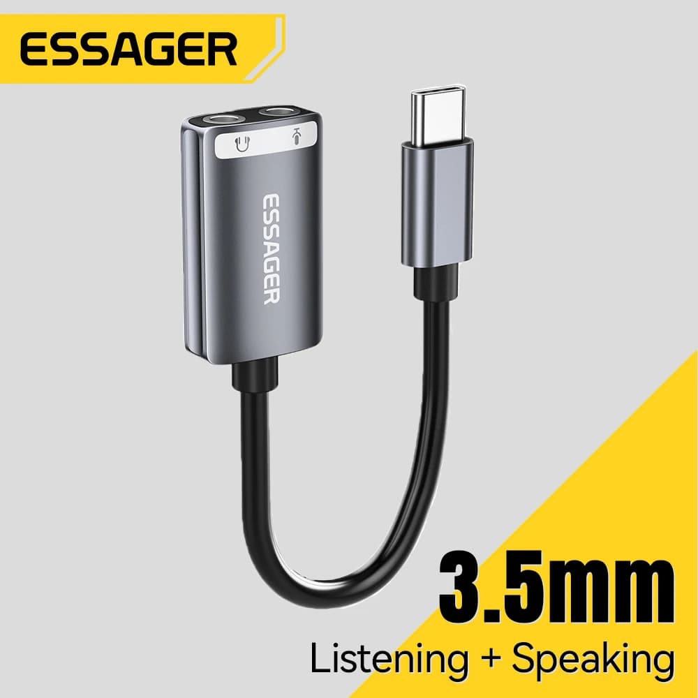 Essager USB Sound Card External 3.5mm USB Adapter Earphone Micphone Speaker Audio Interfacer for PS4 Laptop Computer Sound Card