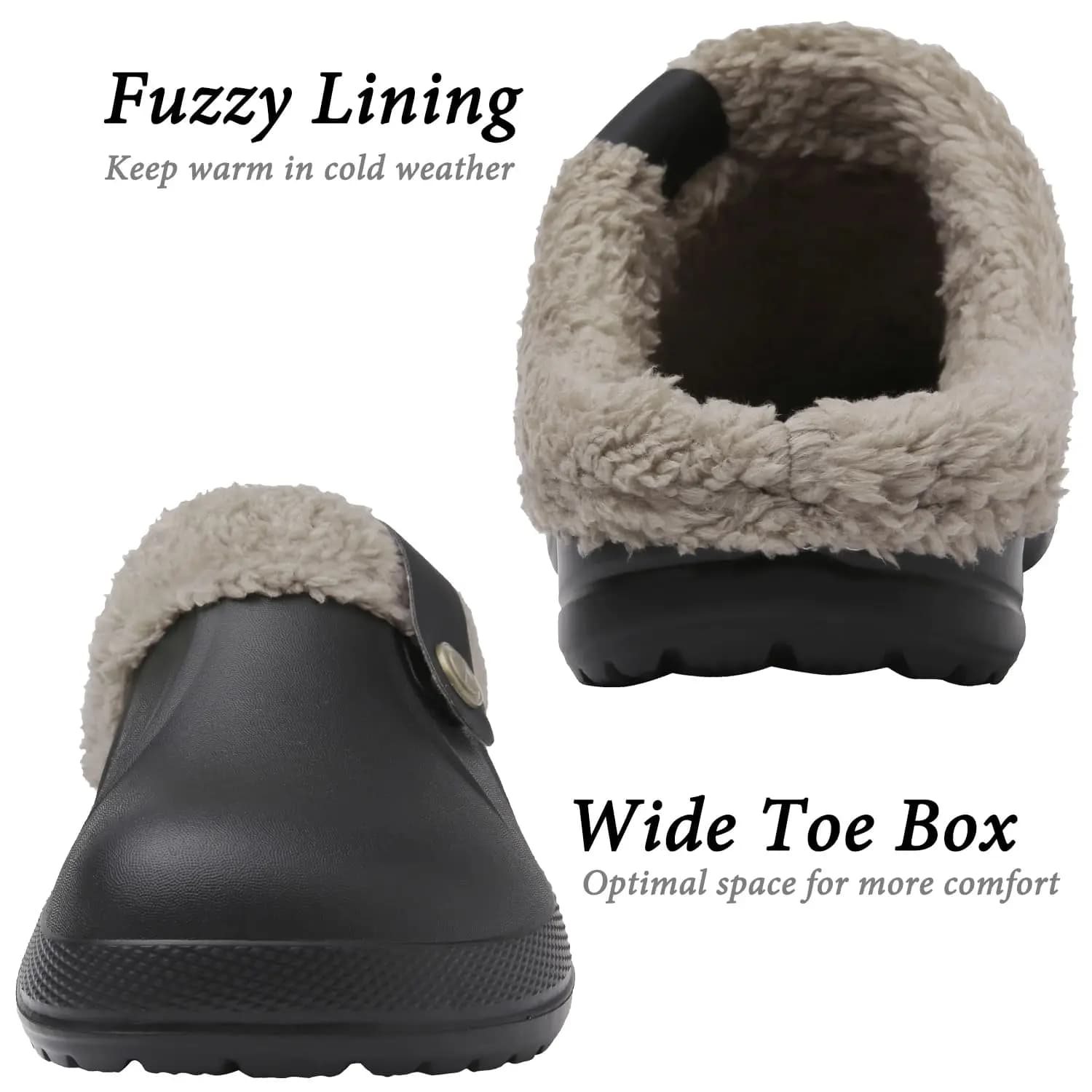 Asgard Winter Fur Lined Clogs Women Fuzzy Slippers Men Warm House Slippers Adult Outdoor Waterproof Comfort Garden Clogs Shoes