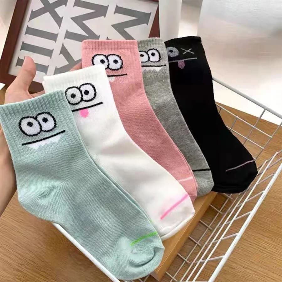 5pcs Women Mid Length Socks Cute Versatile Autumn Winter Boat Socks Sports Women's Socks Sweat Absorption Odor Prevention