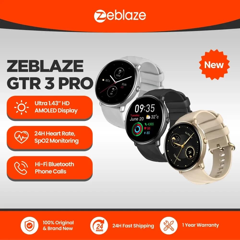 Zeblaze GTR 3 Pro Voice Calling Smart Watch 1.43" AMOLED Display 316L Stainless Steel Frame Fitness Tracking Smartwatch