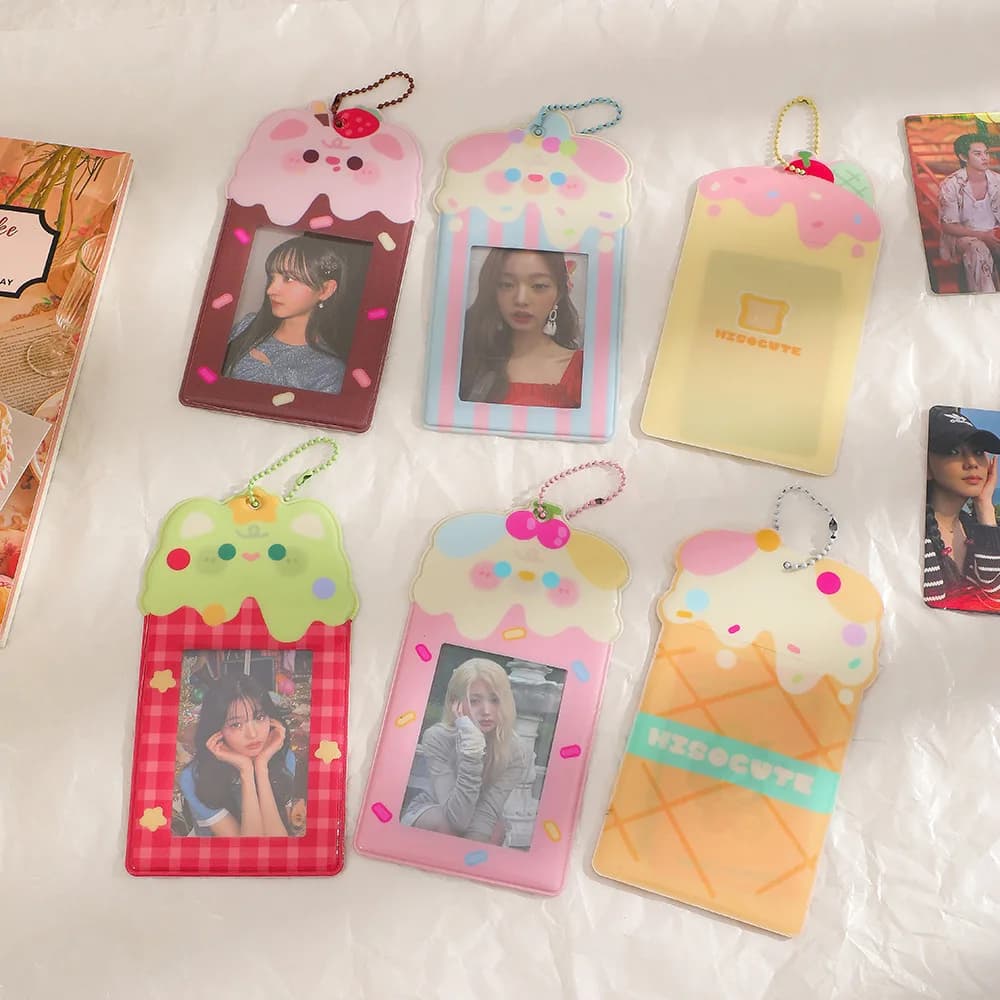 INS Cartoon Cake Photo Card Holder Pendant InsIdol Photo Protective Photo Display Sleeve Card Bag Bag Pendant Stationery