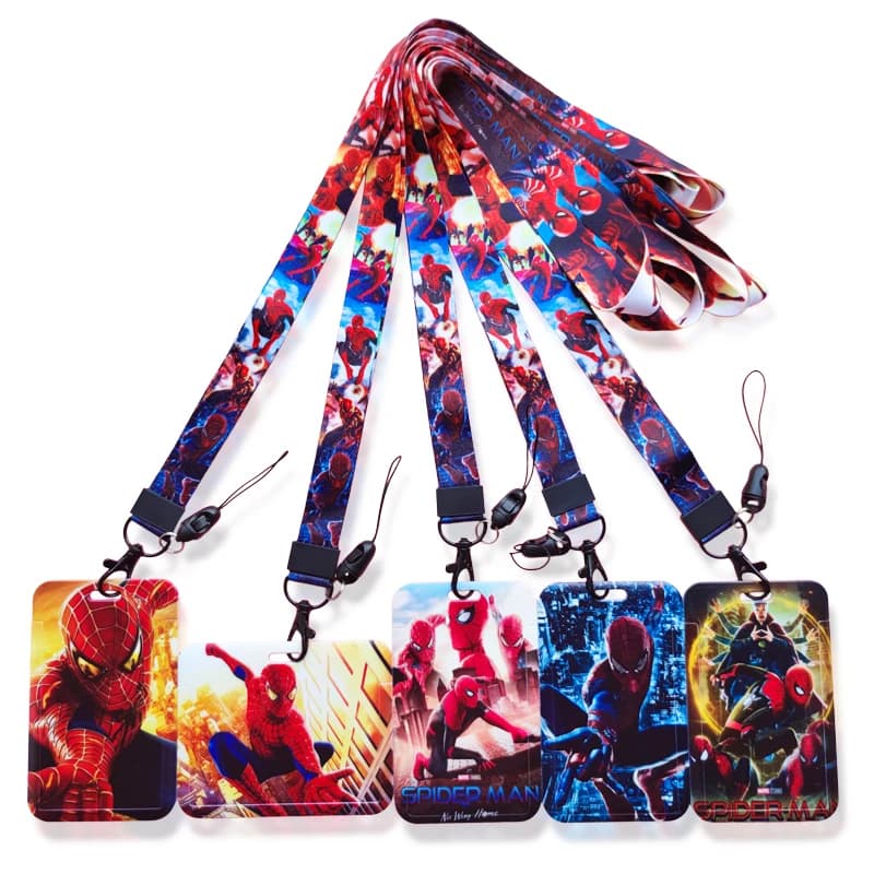 Disney Spider Man ID Card Holder Lanyards Men Business Neck Strap Credit Card Case Boy Superhero Badge Holder Retractable Clip