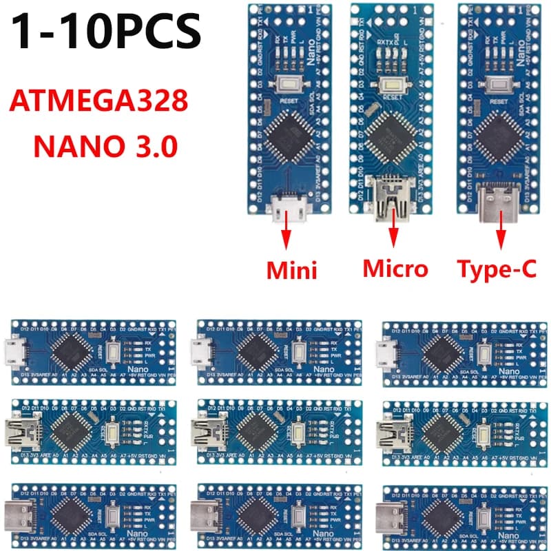 Mini / Type-C / Micro USB Nano 3.0 With the bootloader compatible Nano controller for arduino CH340 USB driver 16Mhz ATMEGA328PB