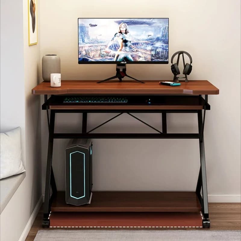Small Computer Desk for Small Spaces Writing Table with Stand Keyboard Tray Monitor Storage for Home Office, Laptop Desk