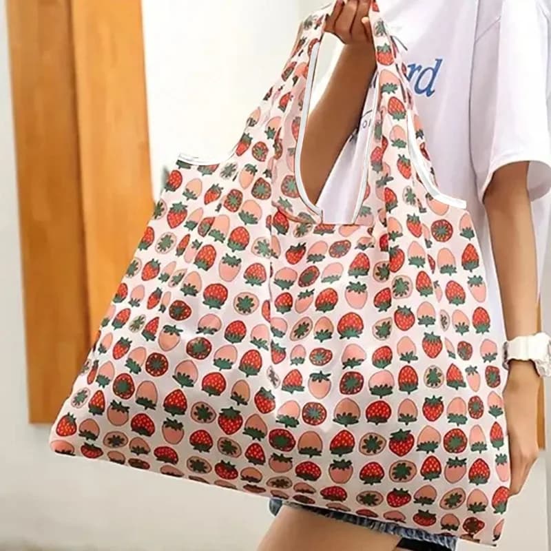 Reusable Grocery Bags Large Washable Shopping Bags Foldable Environment-Friendly Nylon Heavy-Duty Pocket Handbags