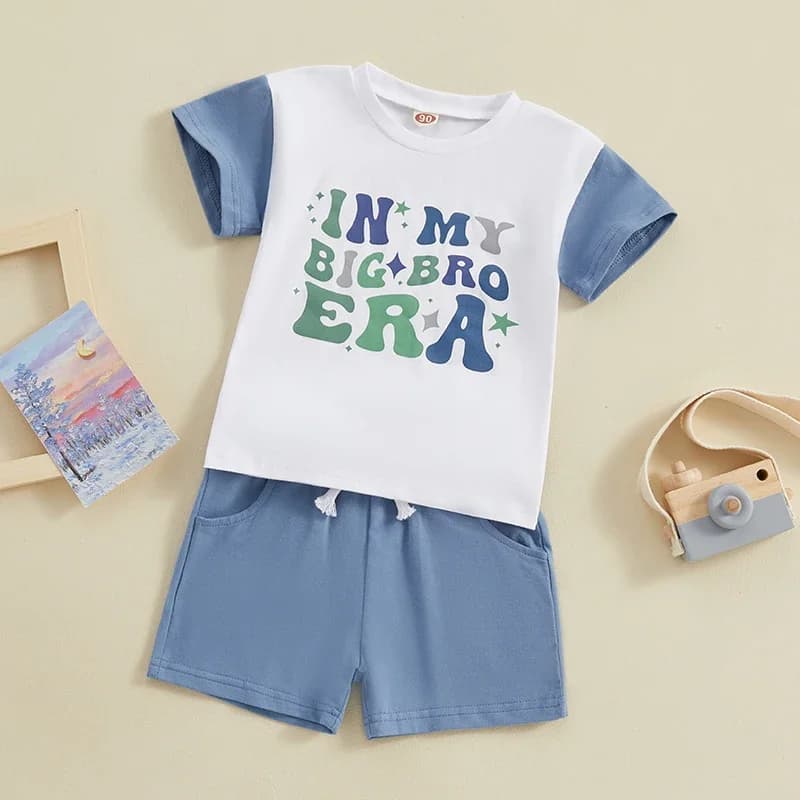 Baby 2Pcs Summer Outfits Short Sleeve Star Letter Print Tops and Shorts Set Toddler Clothes