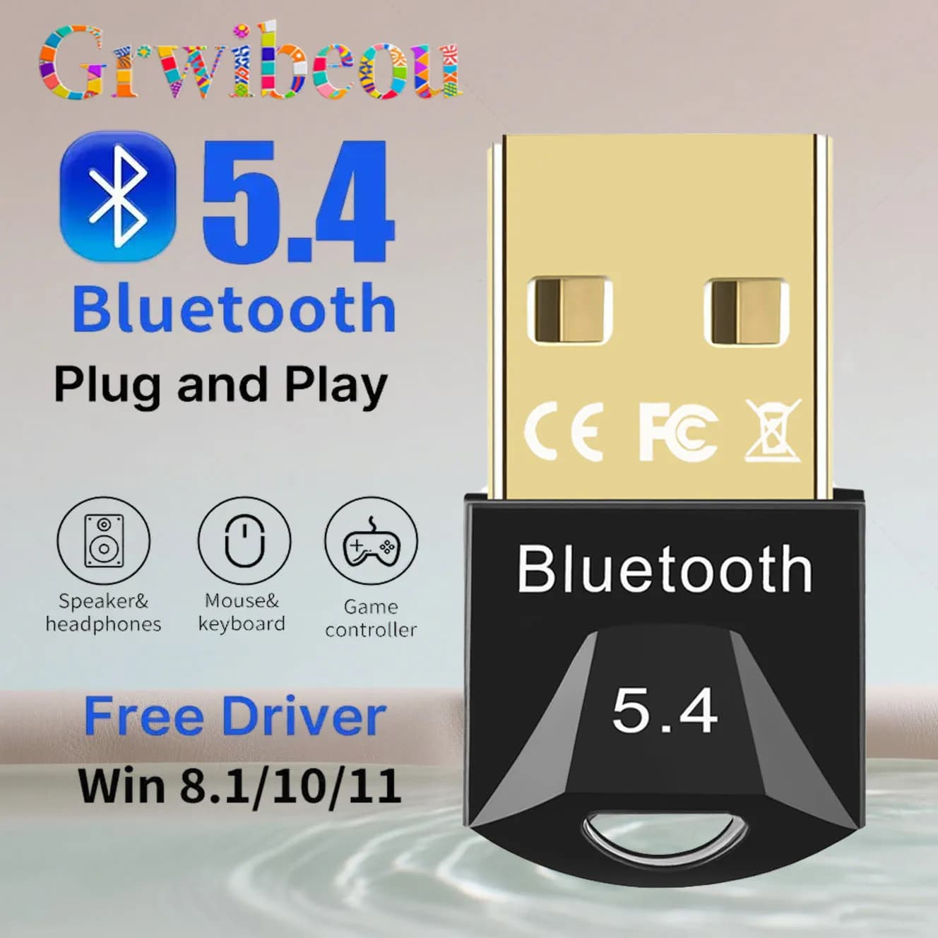 USB Bluetooth Adapter for Pc Usb Bluetooth 5.4/ 5.3/ 5.1/ 5.0 Dongle Receiver for Speaker Mouse Keyboard Music Audio Transmitter