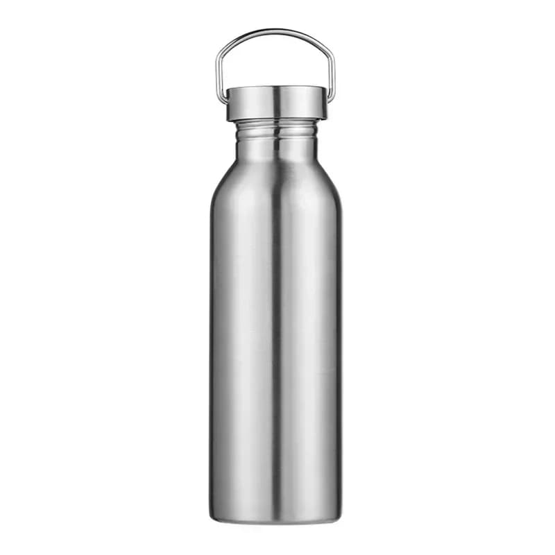 Stainless Steel Water Bottle 1000ml Big Mouth Single Wall Drinking Bottle Sports Bottle Flasks with Bamboo Plastic Steel Lid
