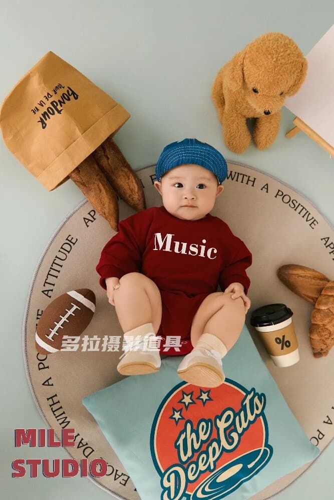 Babys Hundred Day Photo Costume Props Maillard Baseball Theme Hundred Day Sunshine Shooting Weekly Photos 신생아사진