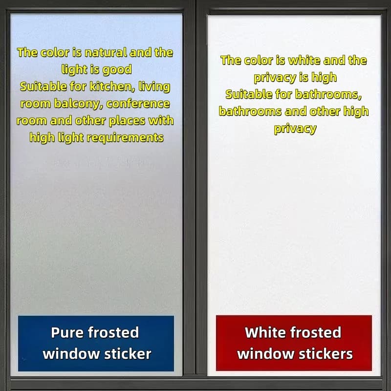 Electrostatic Adsorption Window Film Privacy Frosted Glass Window Sticker Covering Home Translucent Opaque Bathroom, Office Sticker