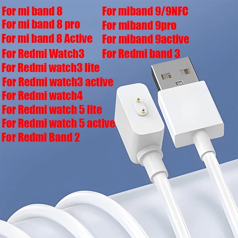 Magnetic Charger for Xiaomi Smart Band 8, 9 8pro, 9 8 Active / Redmi Watch 5 3 Active Watch4 Band 2 Universal USB Charging Cable