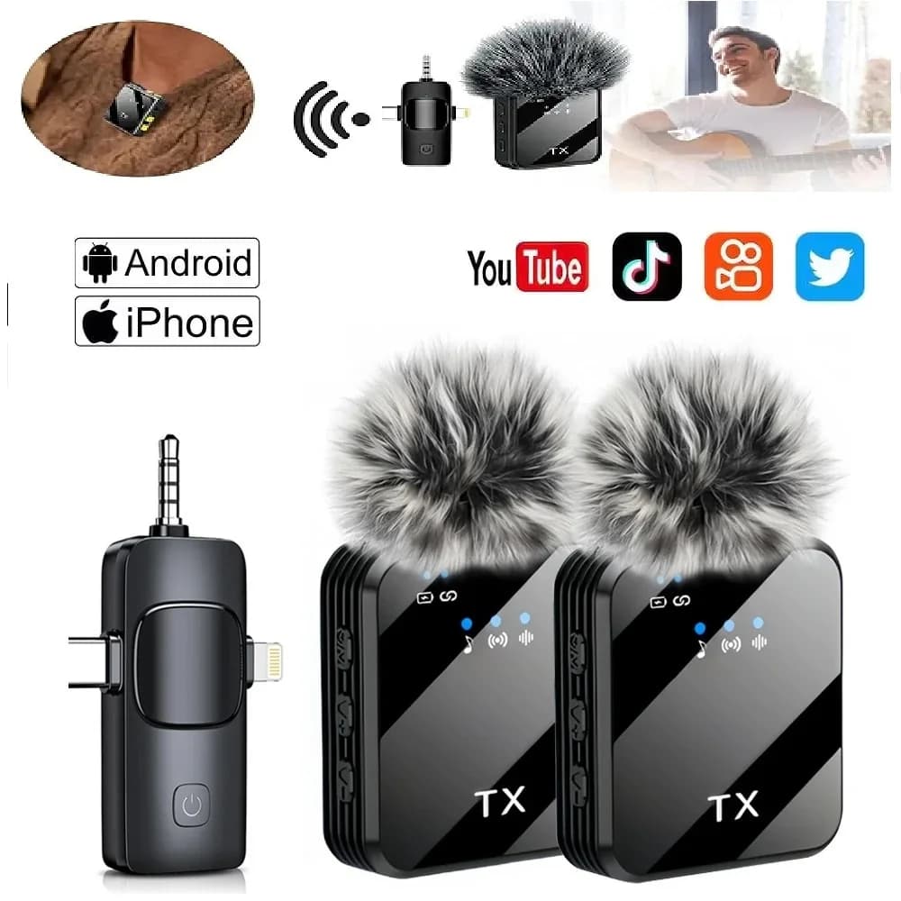 2025 Wireless Lavalier Microphones Live Broadcast Gaming Microphone Noise Reduction Clip-on Mic for YouTube Vlog Video Recording