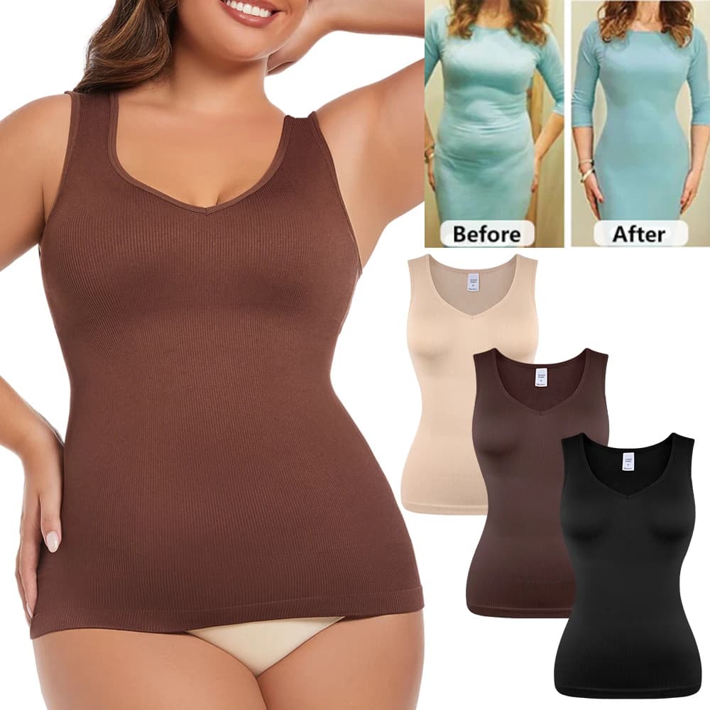 Women's V-neck Shaper Tank Top S-3XL Tummy Control Shapewear Vest New Thin Waist Underwear Solid Color  Body Shaper New in