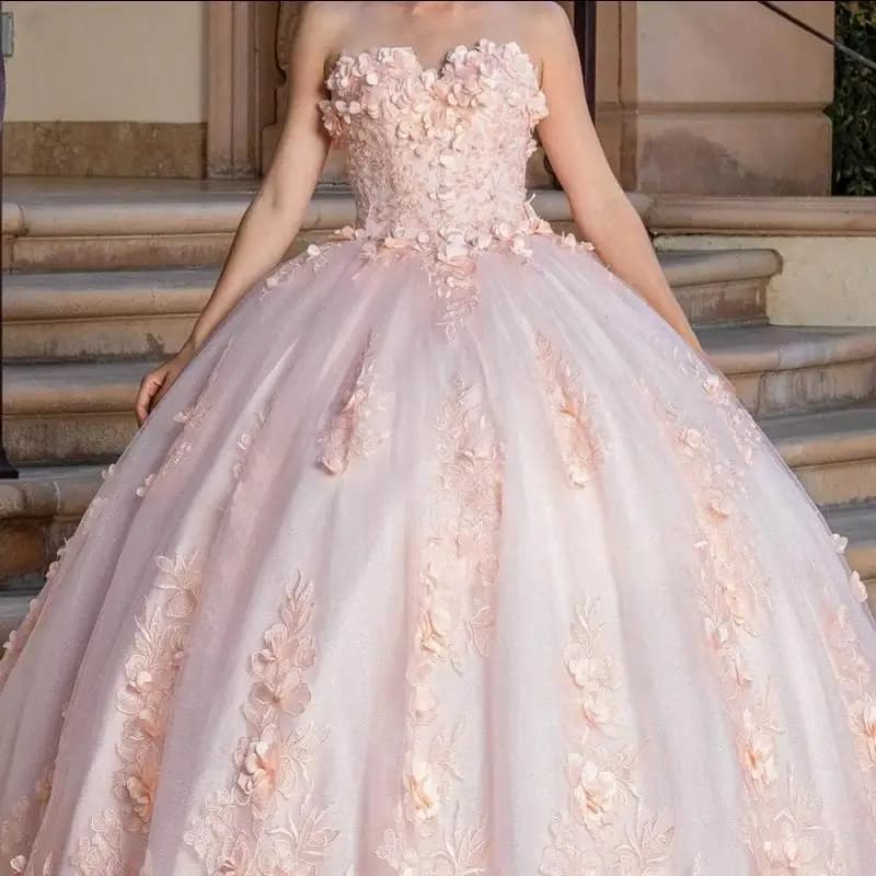 Pink Sweetheart Neack Ball Gown Quinceanera Dresses Appliques Sequins Evening Prom Dress Custom Made Party Vestidos De Novia