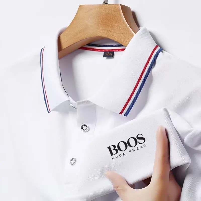 Men's New Embroidered Business Casual Short Sleeved Polo Shirt, Fashionable Short Sleeved Comfortable Breathable Top