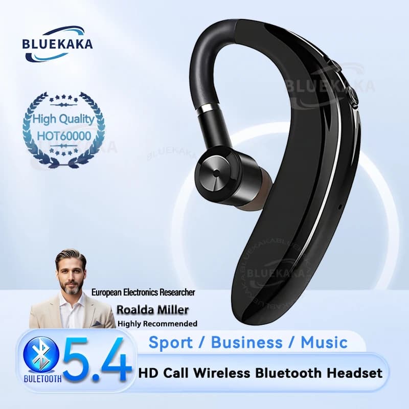 S109 Wireless Bluetooth 5.4 Universal Hook Earphone Sports Business Single Ear Headset Handsfree headphones With Mic Smartphone