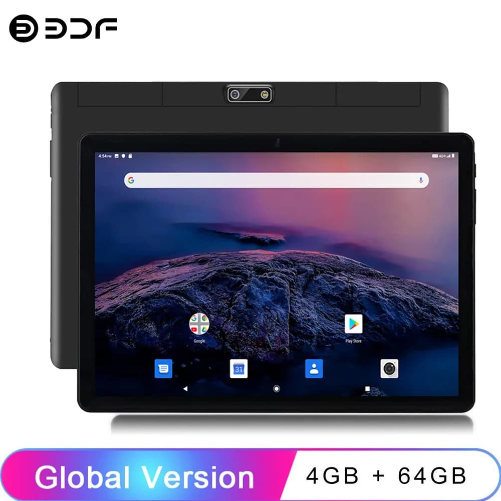 BDF New 10.1 Inch Tablets Octa Core 4GB RAM 64GB ROM Dual SIM Cards 3G Phone Call WiFi Bluetooth Google Play Tablet Pc