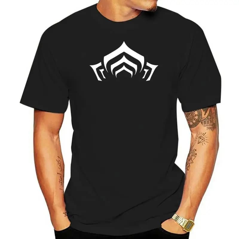 Warframe T Shirt Warframe Lotus Symbol White T Shirt Print 100 Percent Cotton Tee Shirt Mens Beach 5X Short Sleeves Fun Tshirt