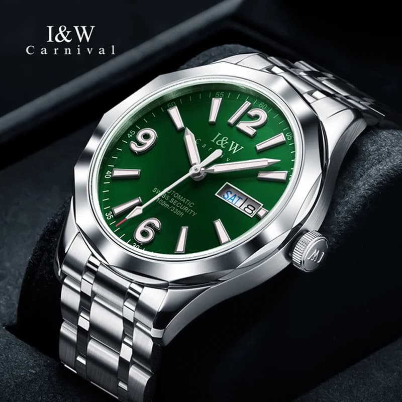 Carnival Brand High-End IW Series Luxury Sapphire Glass 100m Waterproof Mechanical Watch Men Luminous NH36A Movement Men Watches